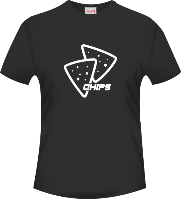 Black-Round-Neck-Chips-Tee