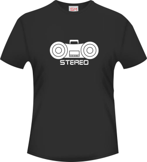 Black-Round-Neck-Sterio-Cassette-Player-Tee