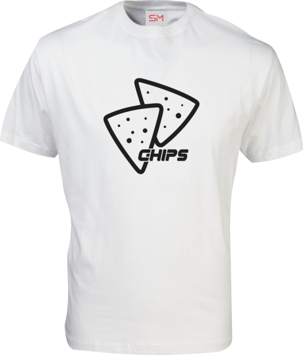 White-Round-Neck-Chips-Tee