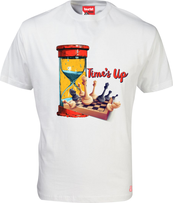 White-Round-Neck-Time's Up Colour Time Is UpTee